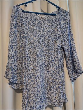 Counterparts White Tunic with Blue Floral Print